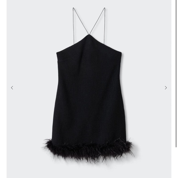 COPY - Brand new mango black feather dress. Bought for 142$. Size 4 - Picture 3 of 6